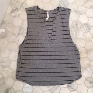 Lululemon Muscle Tee, V neck, Stripes